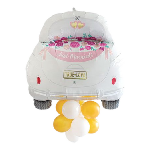 LRG SHP JUST MARRIED CAR LATEX-ACCENTED 37"