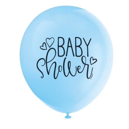 12" Blue Baby Shower Latex - 8ct