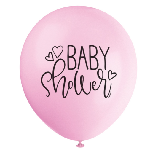 12" Pink Baby Shower Latex - 8ct