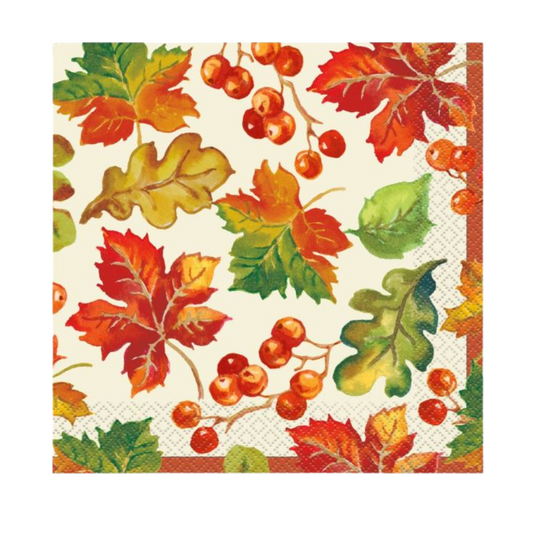 Berries & Leaves Fall Luncheon Napkins 16ct