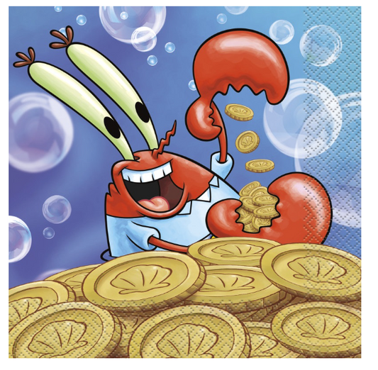 Mr Krabs Spongebob Napkins 16ct