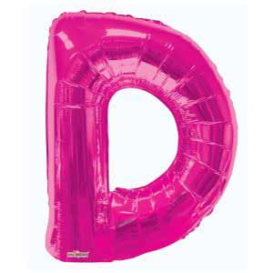 LRG LETTER D HOT PINK 34"