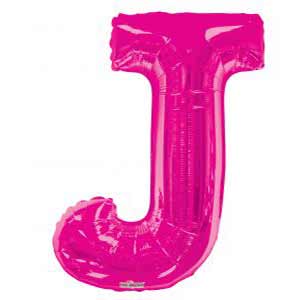 LRG LETTER J HOT PINK 34"