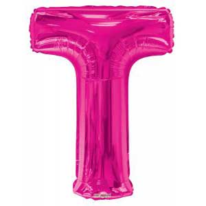 LRG LETTER T HOT PINK 34"