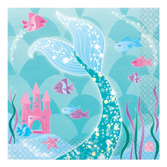 Mermaid Beverage Napkins 16ct