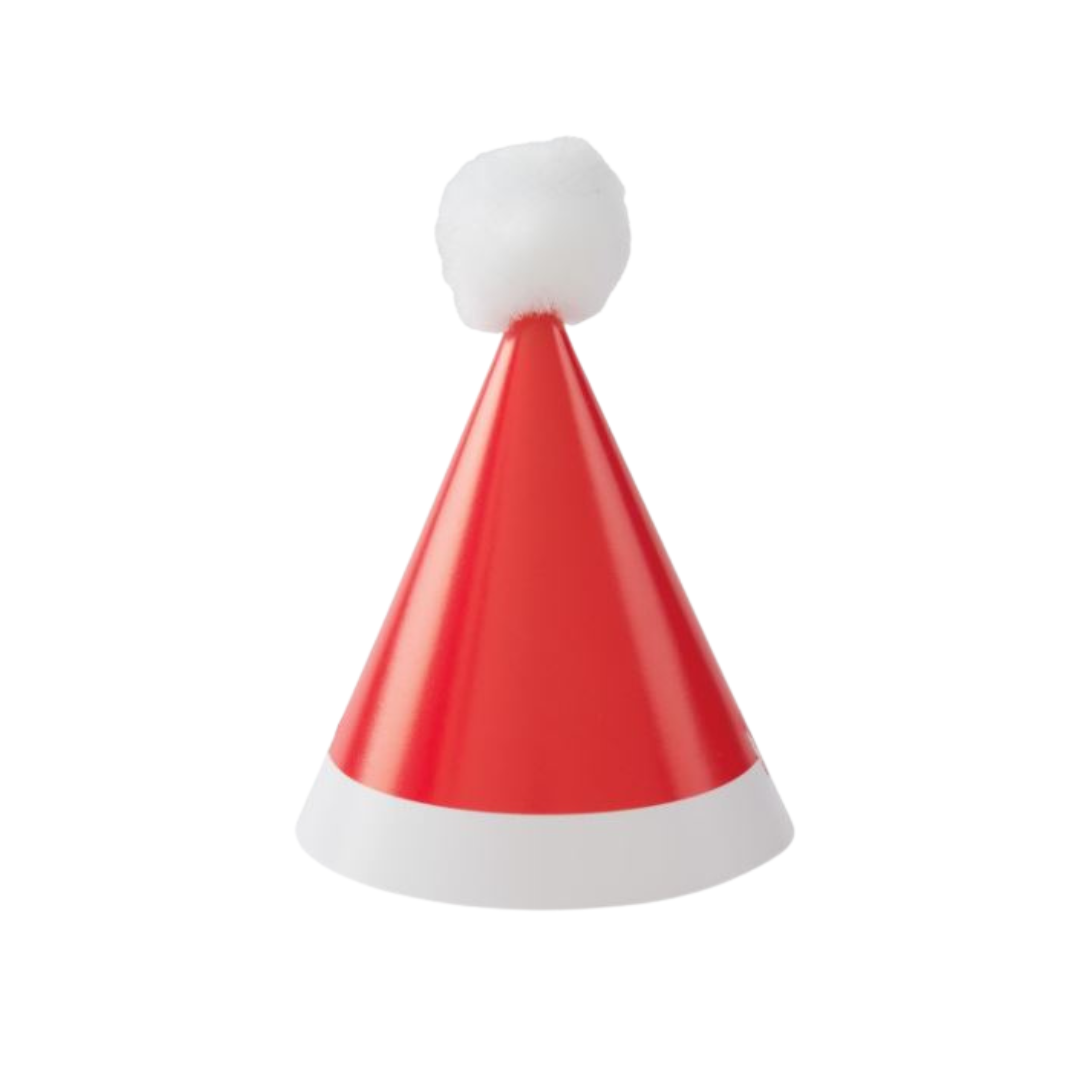 Mini Pom Pom Santa Party Hats 8ct