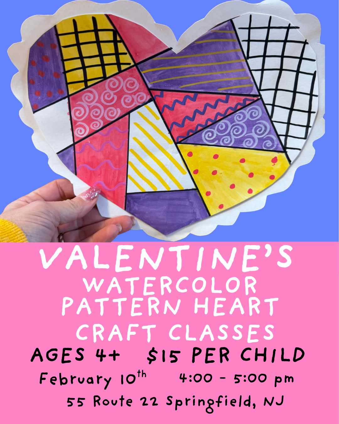 Valentine's Day "Watercolor Pattern Heart" Craft Class