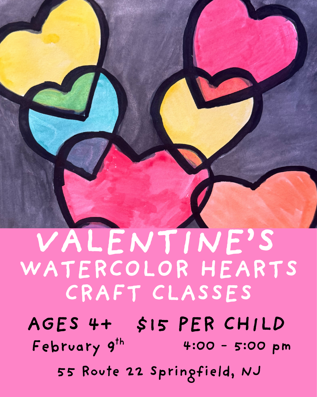 Valentine's Day "Watercolor Hearts" Craft Class
