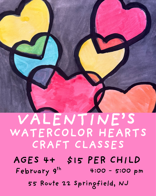 Valentine's Day "Watercolor Hearts" Craft Class