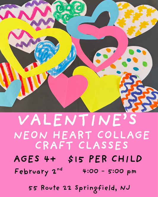 Valentine's Day "Neon Heart Collage" Craft Class