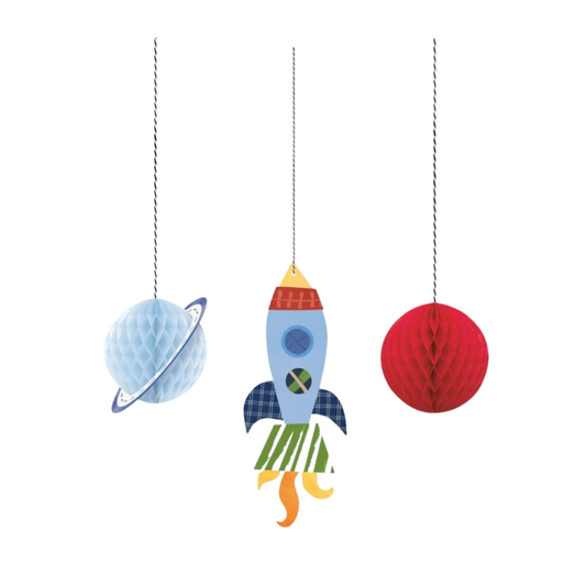 Outer Space Hanging Honeycomb Decorations 3ct