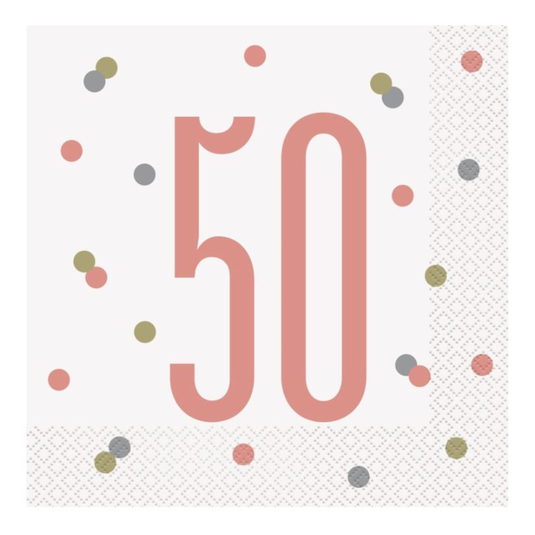 16 Glitz Rose Gold Luncheon Napkins 50