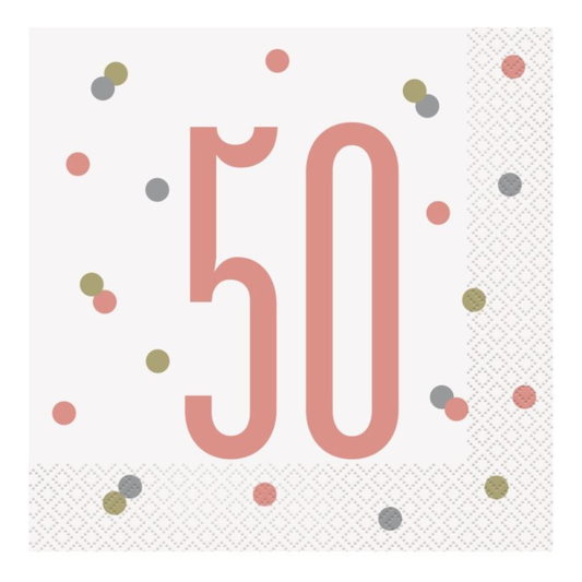 16 Glitz Rose Gold Luncheon Napkins 50