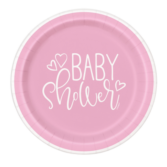 Pink Baby Shower 9" Plates 8Count