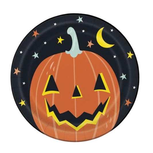 Pastel Pumpkin Halloween Round 9" Dinner Plates 8ct