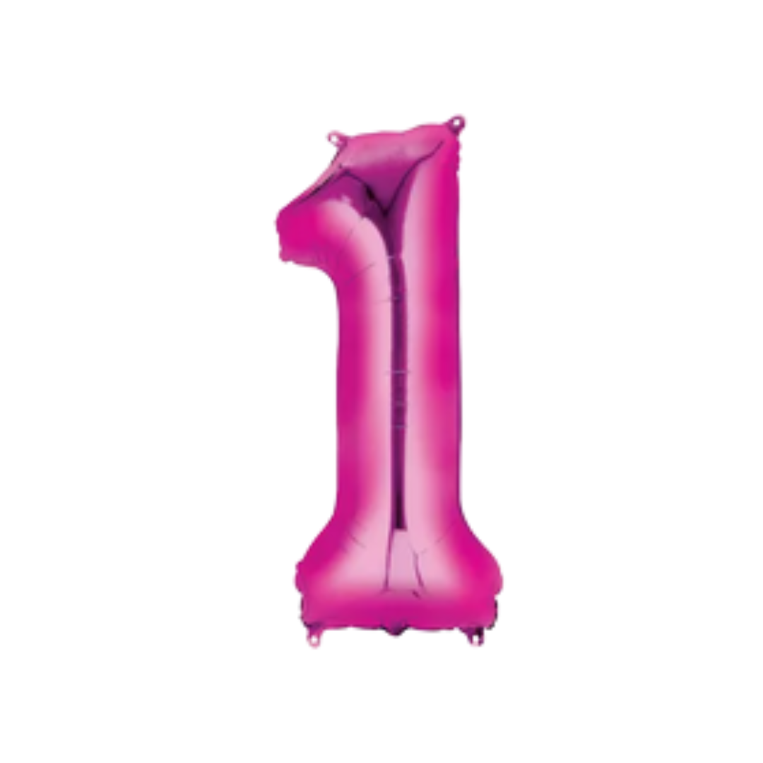 34" Pink Number Foil Balloons