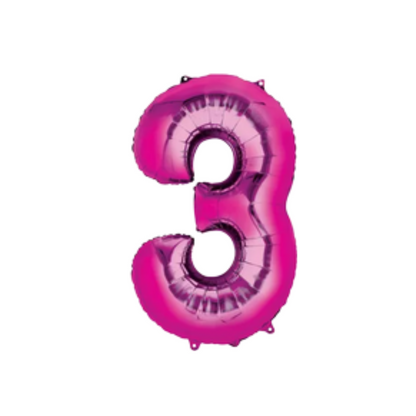 34" Pink Number Foil Balloons