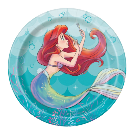 Disney The Little Mermaid Round 7" Dessert Plates 8 Count