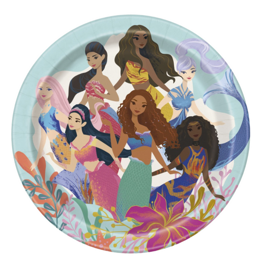 Disney The Little Mermaid Round 7" Dessert Plates  8 Count