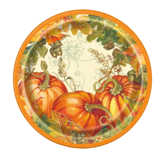 Traditional Thanksgiving Round 7" Dessert Plates 8ct