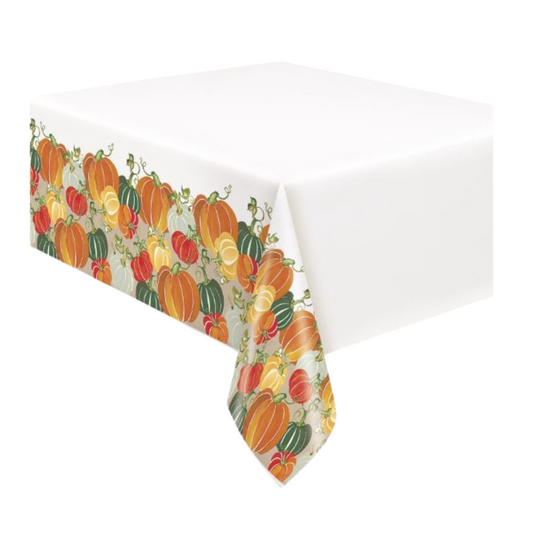 Colorful Pumpkins Rectangular Plastic Table Cover 54" x 84"