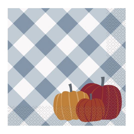 Pumpkin & Gingham Luncheon Napkins 16ct