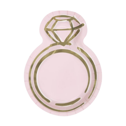 Pastel Pink Ring Shaped 9.25" Plates 8ct - Foil Stamping