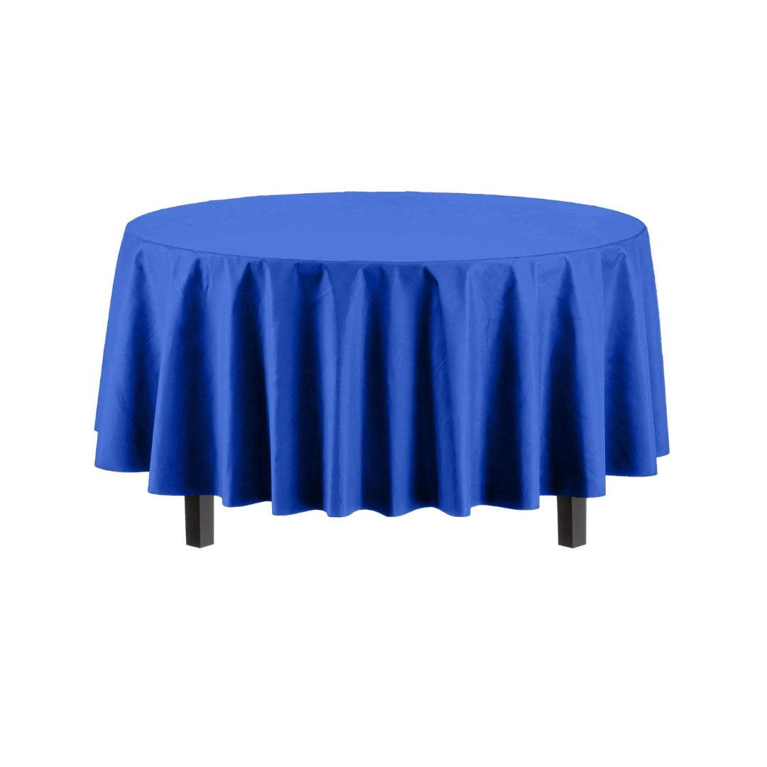 Round Dark Blue Plastic Table Cover