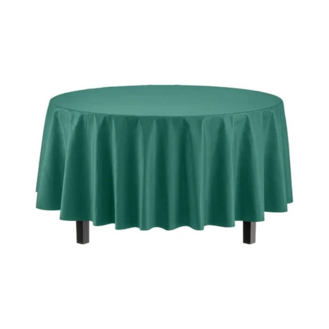 Round Dark Green Plastic Table Cover