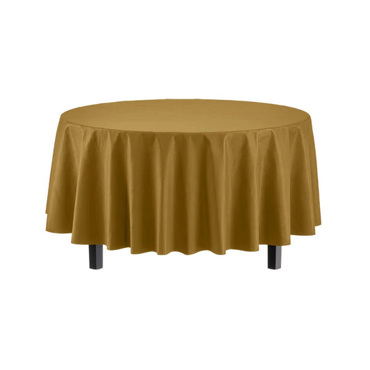 Round Gold Plastic Table Cover