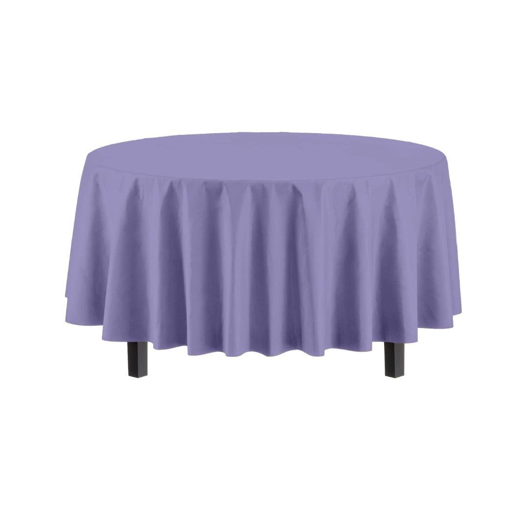 Round Lavender Plastic Table Cover