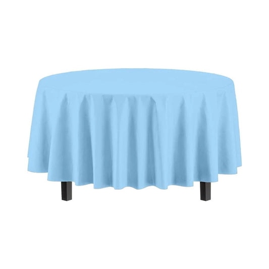 Round Light Blue Plastic Table Cover