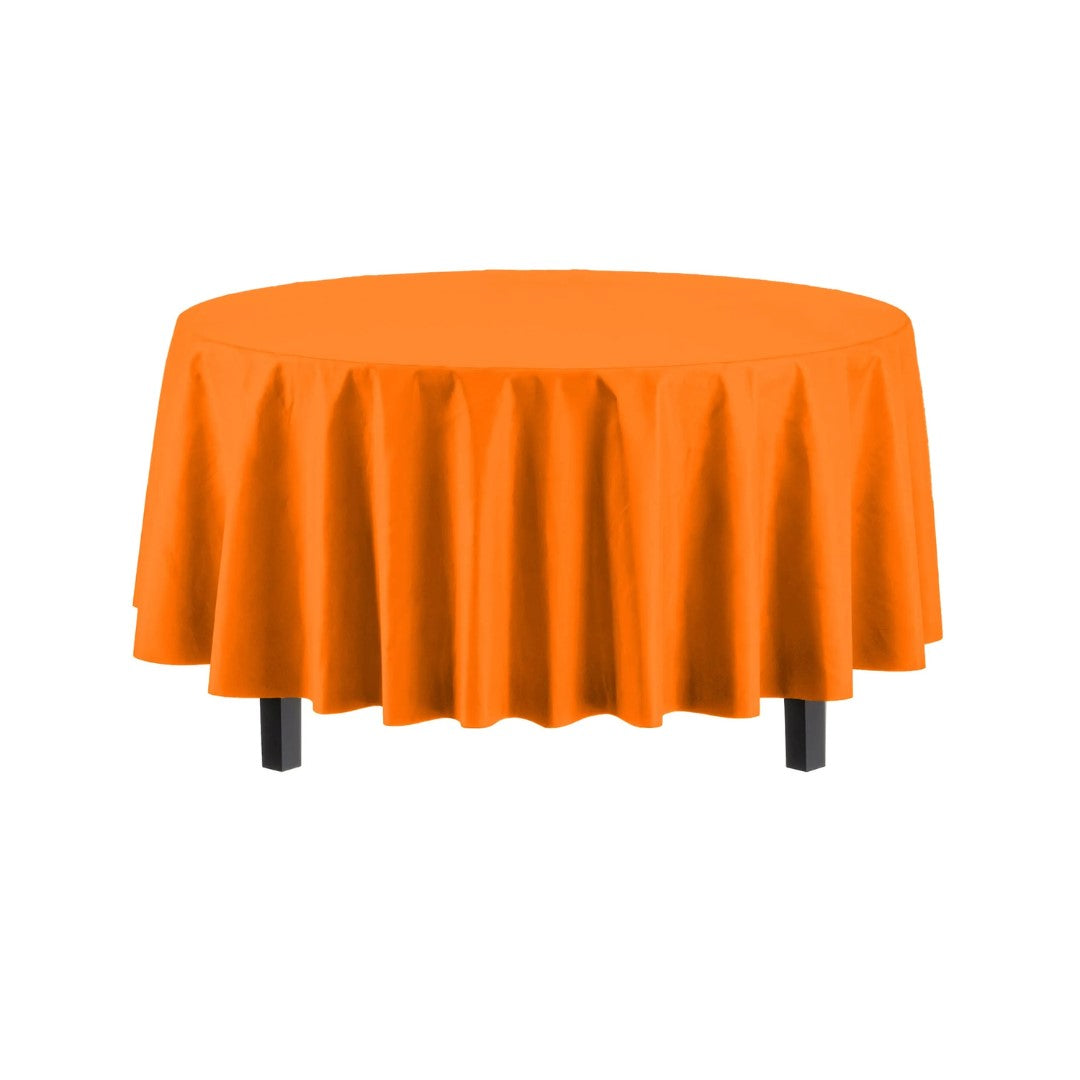 Round Orange Plastic Table Cover