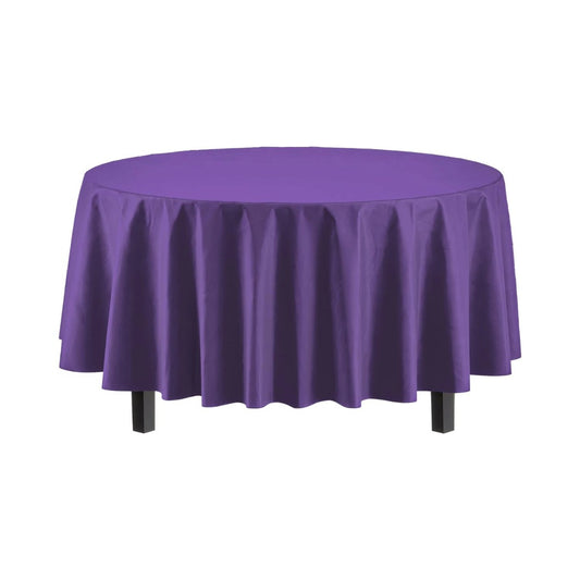 Round Purple Plastic Table Cover