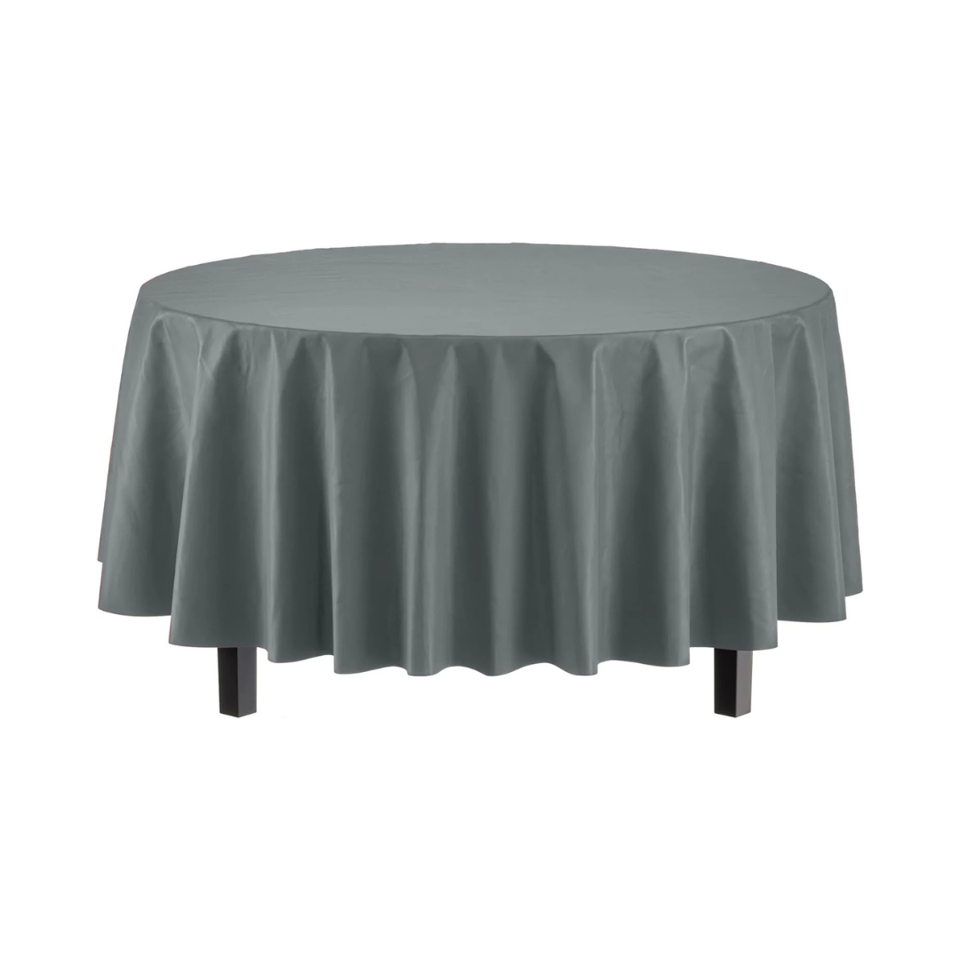 Round Silver Plastic Table Cover