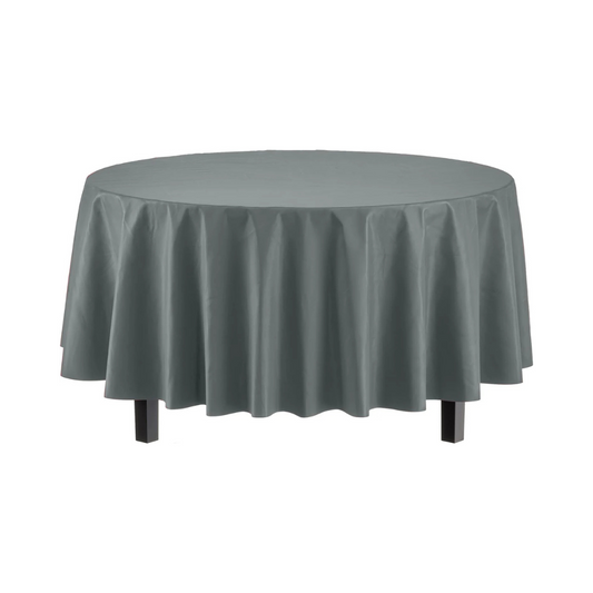 Round Silver Plastic Table Cover