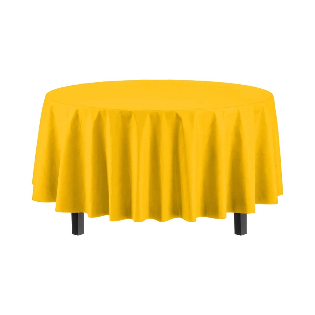 Round Yellow Plastic Table Cover