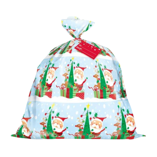 Colorful Santa Jumbo Cellophane Gift Bag
