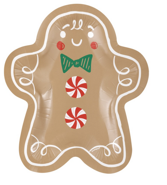 Gingerbread Christmas Gingerbread-Man-Shaped 8.25" Plates 8ct
