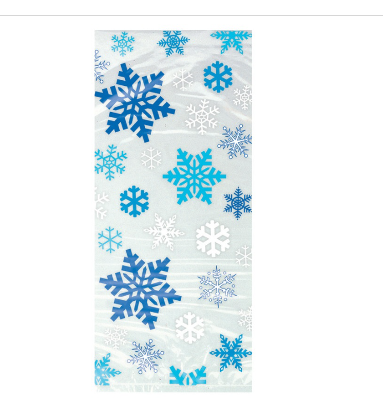 Snowflakes Blue Cellophane Bags 20ct