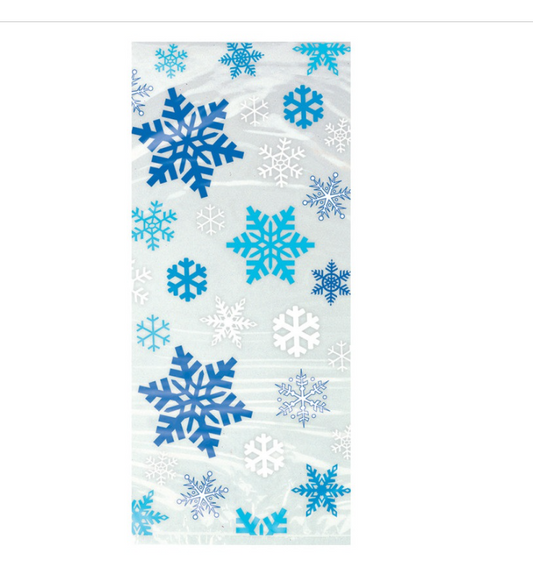 Snowflakes Blue Cellophane Bags 20ct