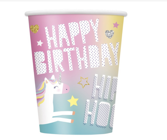 Unicorn 9oz Paper Cups 8ct