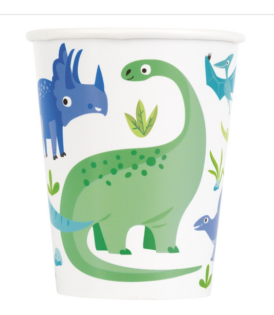 Blue & Green Dinosaur 9oz Paper Cups