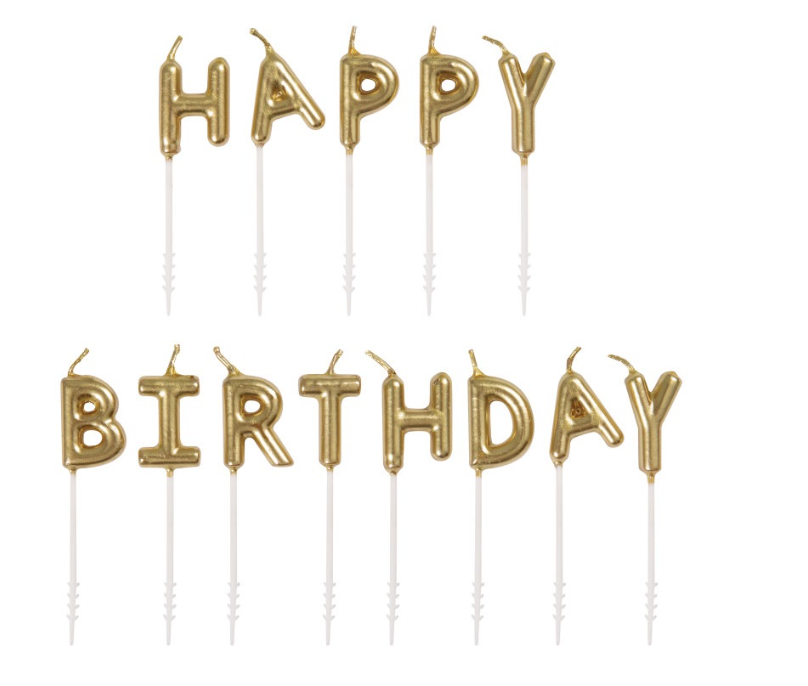 Gold "Happy Birthday" Letter Pick Birthday
