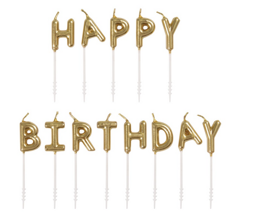 Gold "Happy Birthday" Letter Pick Birthday