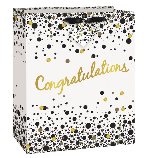 Speckled Black & Gold Congratulation Gift Bag