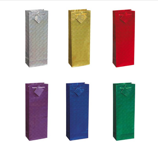 Solid Holographic Wine Gift Bag Assortment