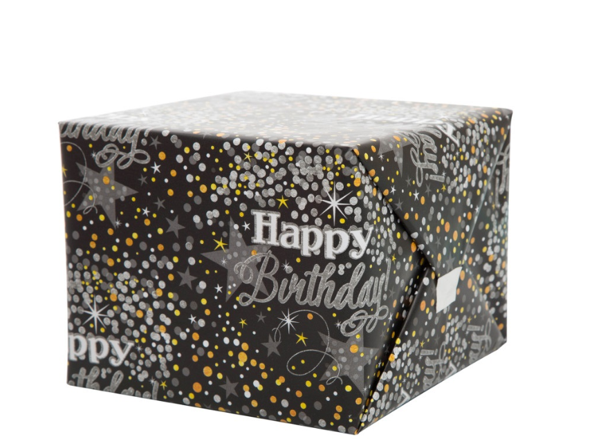 Glittering Birthday Gift Wrap 30" x 5 ft