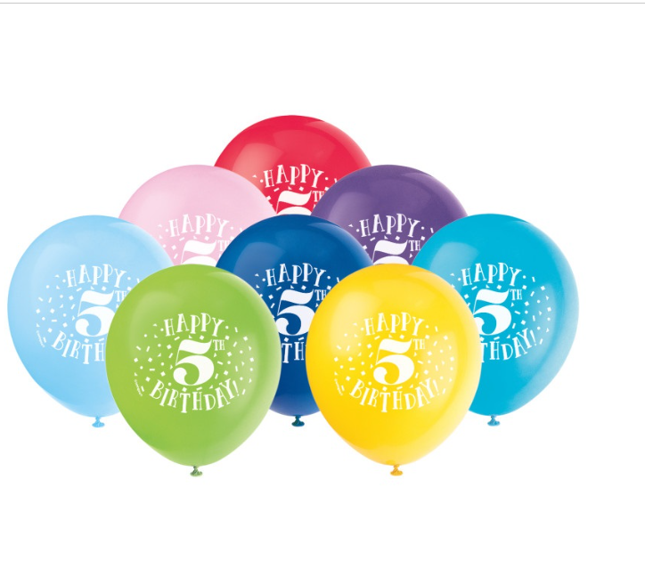 Fun Happy 5th Birthday 12" Latex Balloons