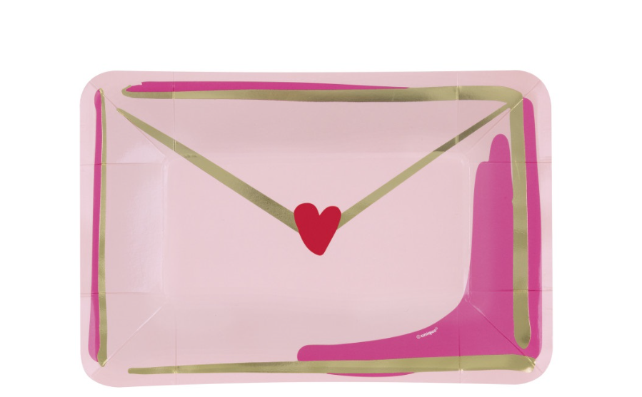 Red & Pink Valentines Envelope Shaped Plates